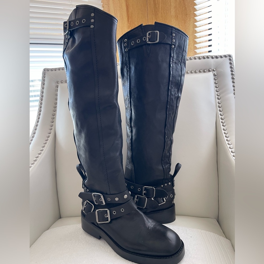 NEW FREE PEOPLE We The Free Janey Tall Engineer Boots - Picture 2 of 13